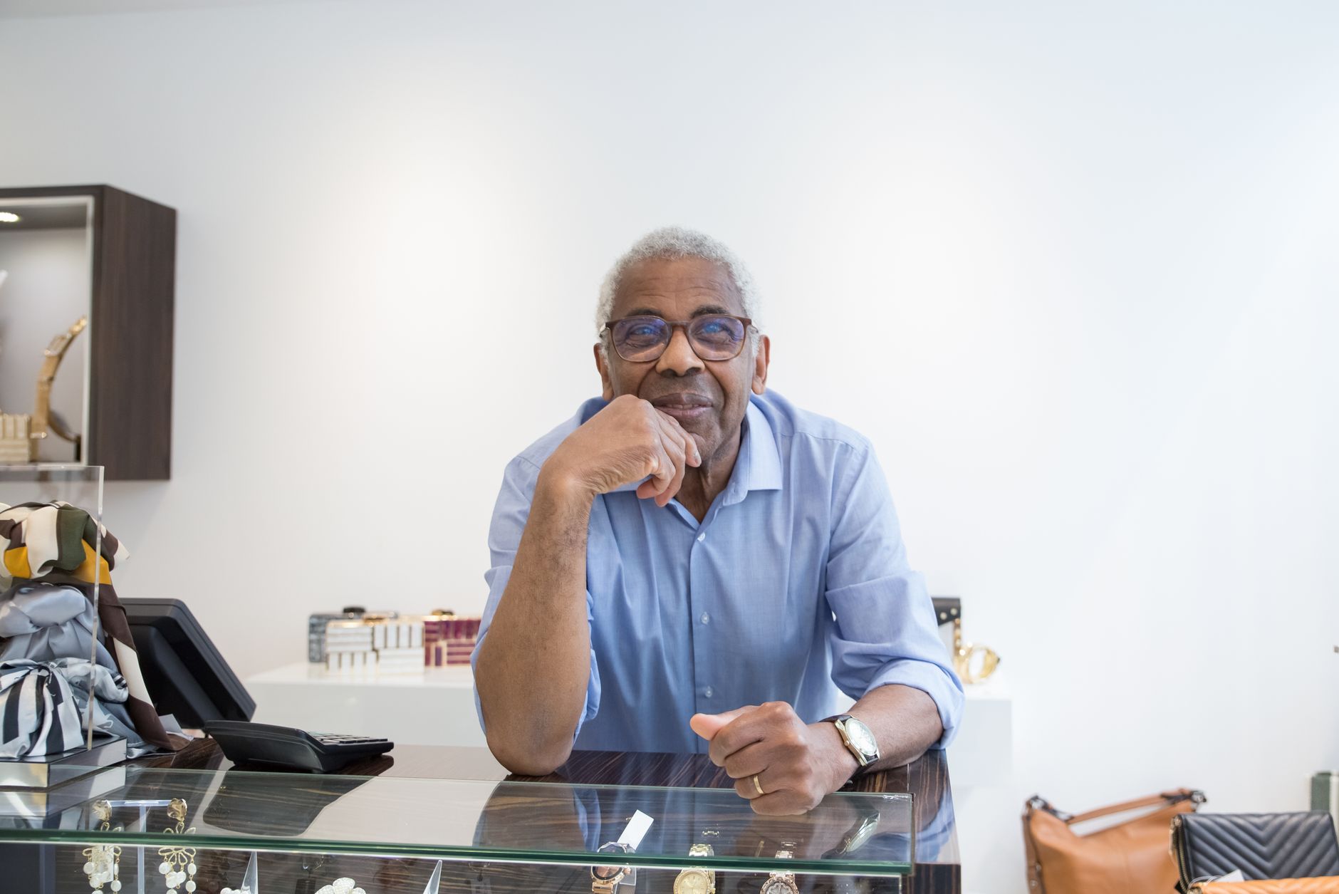 Person seated at a desk in an office